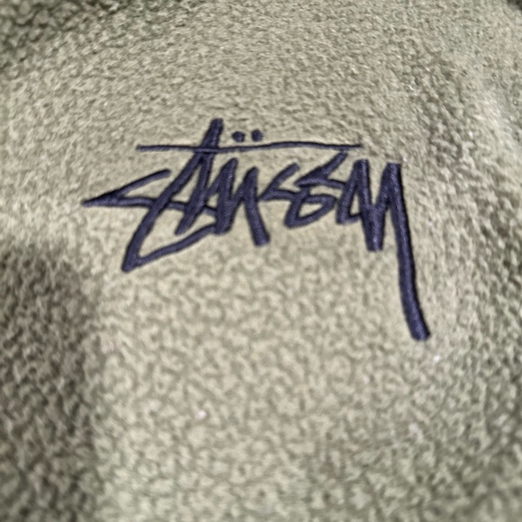 Stüssy Bronson Polar Fleece Drawstring Hoodie Sz: S olive green.Embroidered logo - Picture 7 of 13
